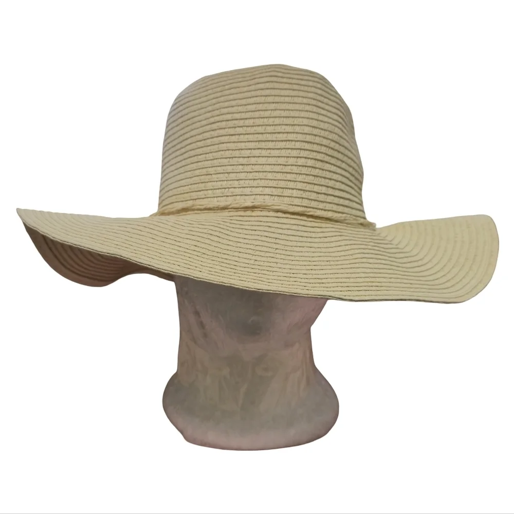 Liz Claiborn Wide Brim Straw Sun Hat - Cream